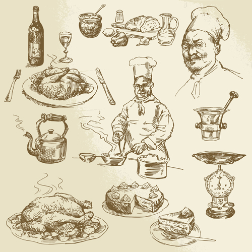 hand drawn cooking chef 