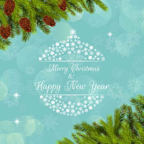 Christmas background with pine branches vector graphics 02 Christmas background with pine branches vector graphics 02