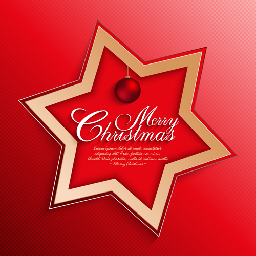 Christmas ball with stars card vector 01