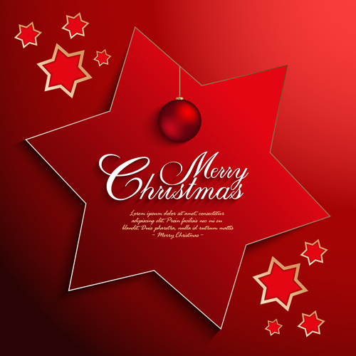 Christmas ball with stars card vector 02