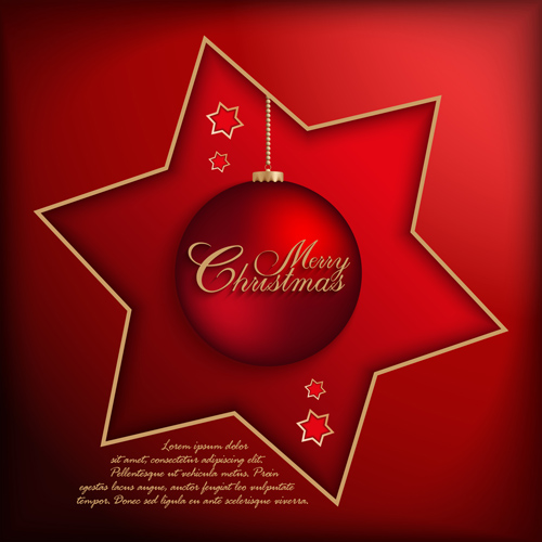 Christmas ball with stars card vector 03 Christmas ball with stars card vector 03