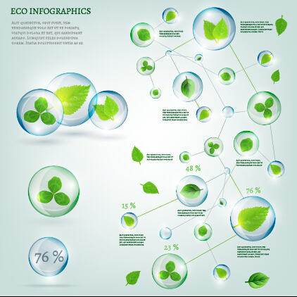 Eco Infographics and leaves bubble vector 14 Eco Infographics and leaves bubble vector 14