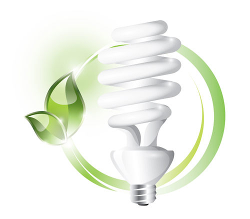 Ecology with energy saving lamps vector Ecology with energy saving lamps vector