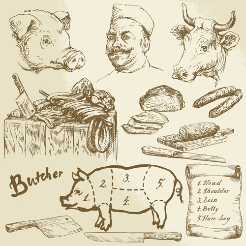 hand drawn butcher 
