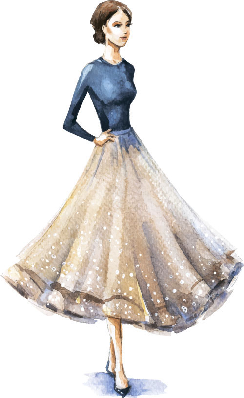 Hand drawn fashion women illustration vector 13