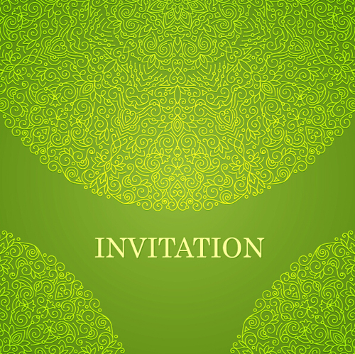 Ornate floral invitation card green styles vector 09 Ornate floral invitation card green styles vector 09