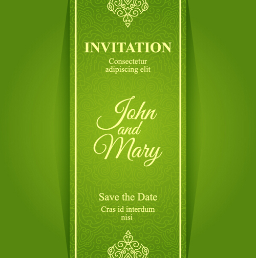 Ornate floral invitation card green styles vector 18 Ornate floral invitation card green styles vector 18