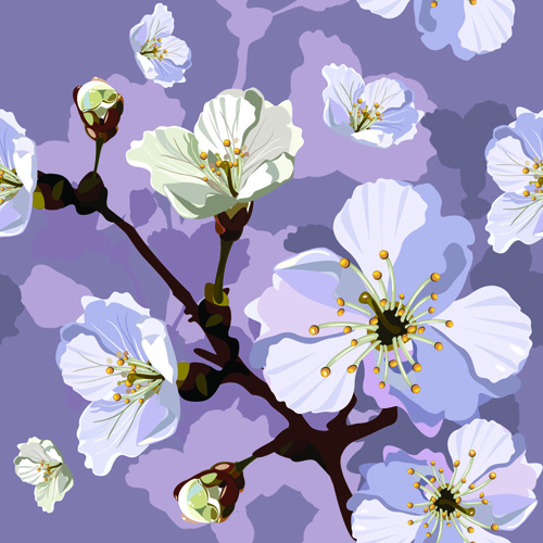 Peach blossom seamless pattern vector