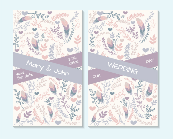 Simple wedding invitation floral card vector 02 Simple wedding invitation floral card vector 02