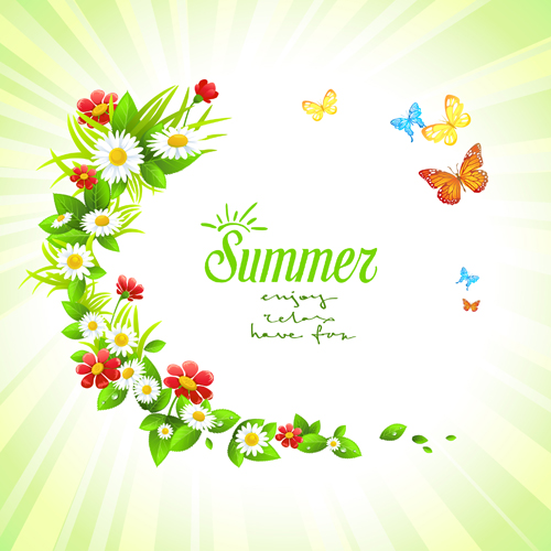 summer flower butterflies background material background 