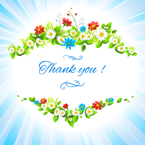 Sunlight with flower card vector material