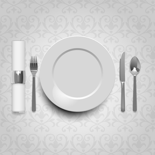 Tableware with empty plate vector 07 Tableware with empty plate vector 07