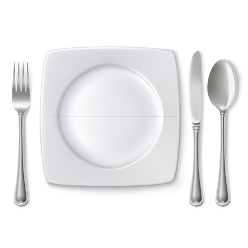 Tableware with empty plate vector 09 Tableware with empty plate vector 09