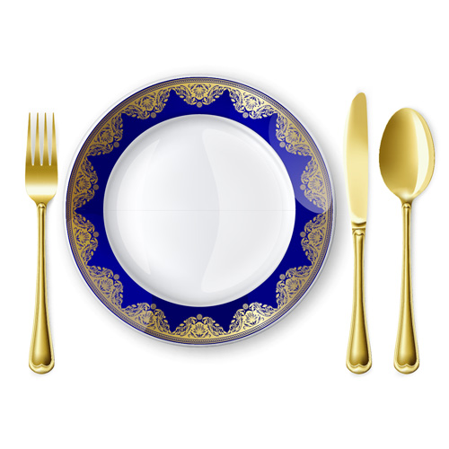 Tableware with empty plate vector 10 Tableware with empty plate vector 10