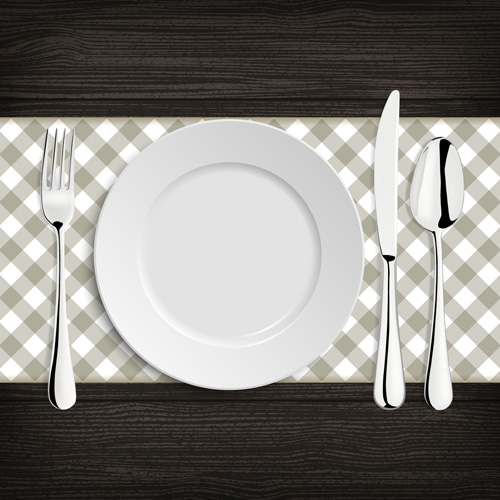 Tableware with empty plate vector 19 Tableware with empty plate vector 19