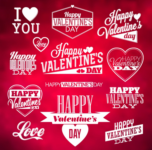 WordArt valentine logos labels day 