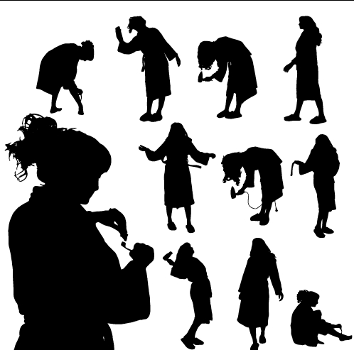 Creative cleaning woman silhouette design vector 02 Creative cleaning woman silhouette design vector 02