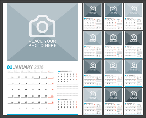2016 desk calendar template vectors set 02 2016 desk calendar template vectors set 02