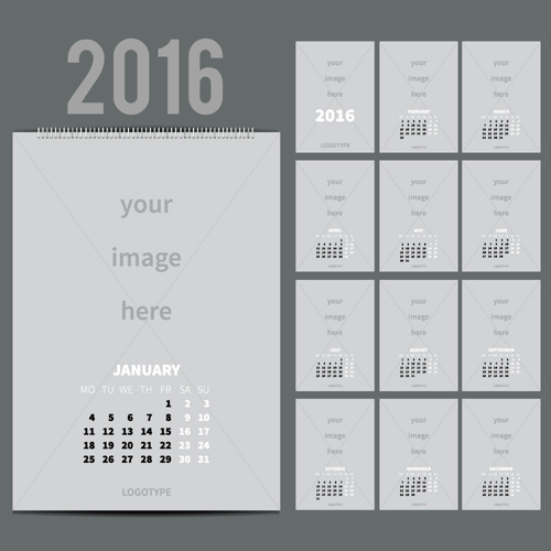2016 desk calendar template vectors set 03 2016 desk calendar template vectors set 03