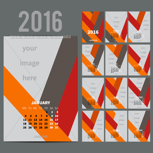 2016 desk calendar template vectors set 04 2016 desk calendar template vectors set 04