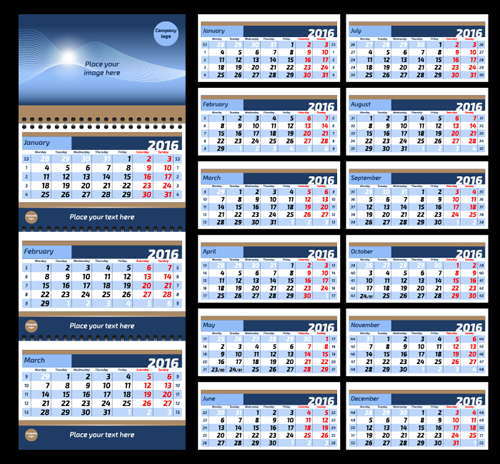 2016 desk calendar template vectors set 11 2016 desk calendar template vectors set 11