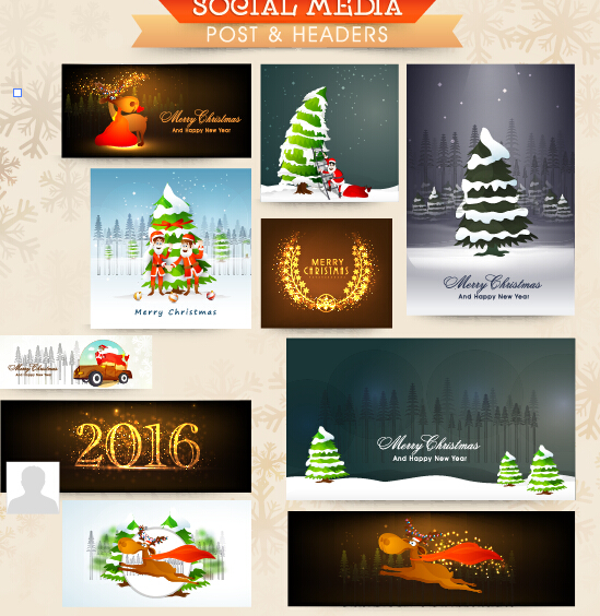 Banner with cards christmas kit vector 03 Banner with cards christmas kit vector 03