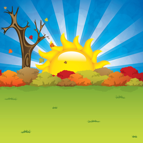 vector background sun summer seasonal cartoon background 