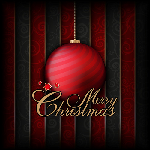 Christmas ball with stars card vector 05