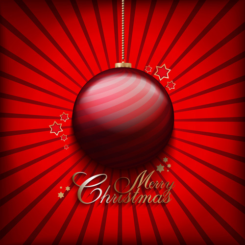 Christmas ball with stars card vector 06 Christmas ball with stars card vector 06