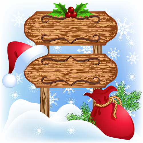 Christmas wooden billboard vector design 01 Christmas wooden billboard vector design 01