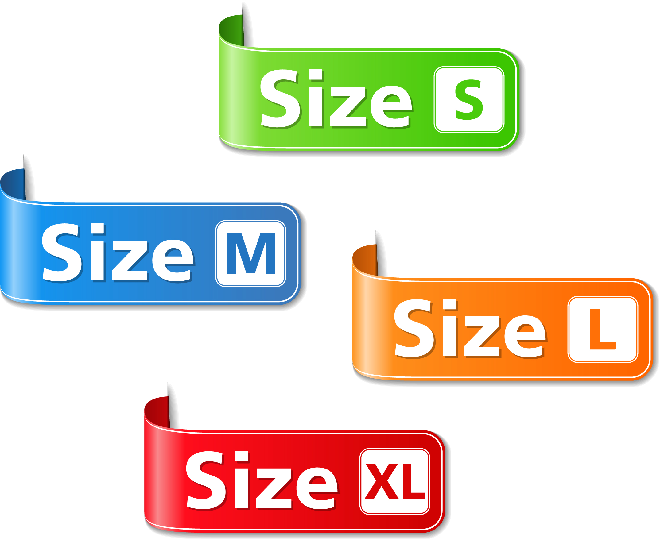 Colored size labels vector set 01 Colored size labels vector set 01