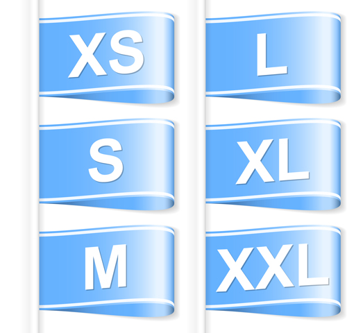 Colored size labels vector set 02