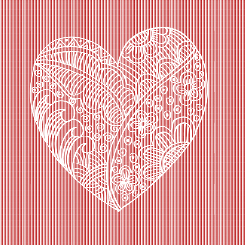 Doodle heart with floral vector material 08 Doodle heart with floral vector material 08