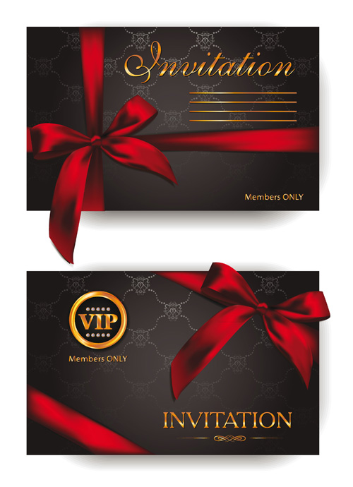 Elegant VIP invitaton cards with red bows