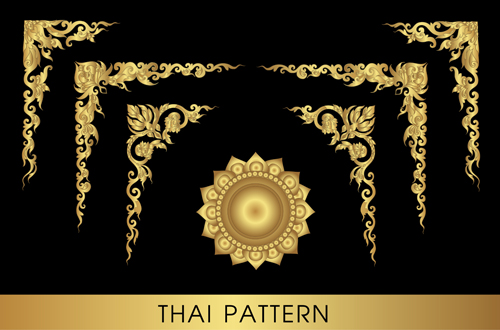 Golden thai ornaments art vector material 16 Golden thai ornaments art vector material 16
