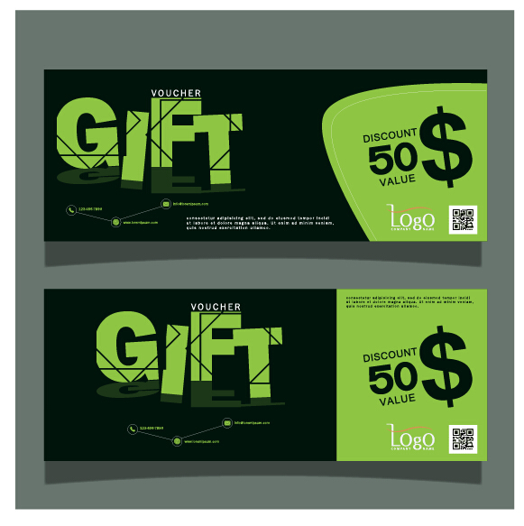 Green style gift voucher template vector Green style gift voucher template vector