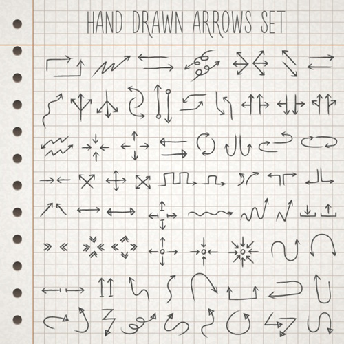 Hand drawn arrows design vector set Hand drawn arrows design vector set