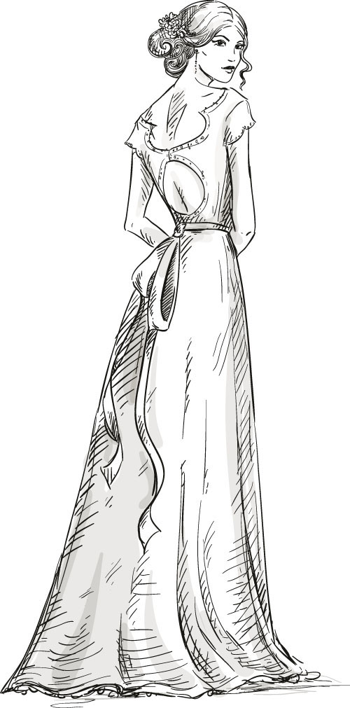 Hand drawn fashion women illustration vector 02