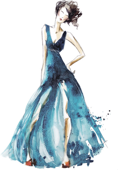 Hand drawn fashion women illustration vector 03