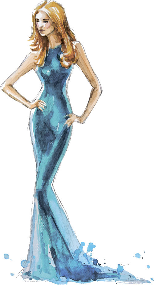 Hand drawn fashion women illustration vector 05