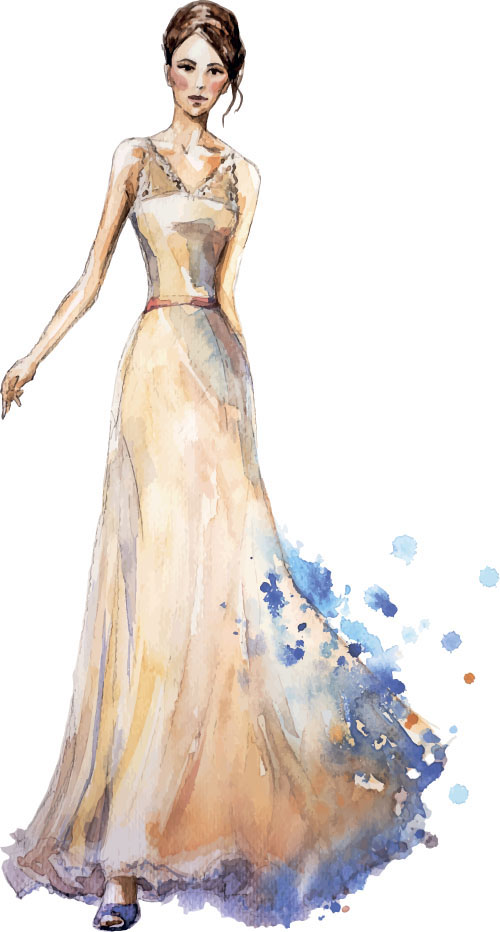 Hand drawn fashion women illustration vector 08 Hand drawn fashion women illustration vector 08