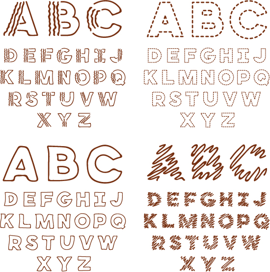 Hand drawn outlines alphabet vector Hand drawn outlines alphabet vector