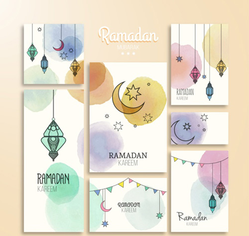 watercolor ramadan kareem card 