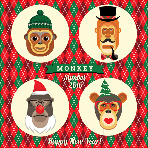 Monkey symbol 2016 new year vector 02 Monkey symbol 2016 new year vector 02