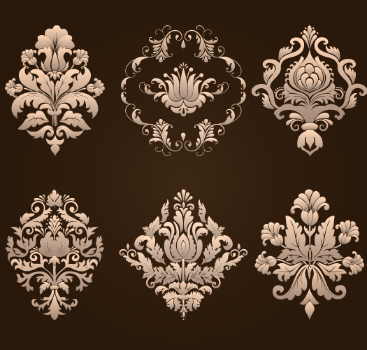 vector material ornamental ornament material floral elements element damask 