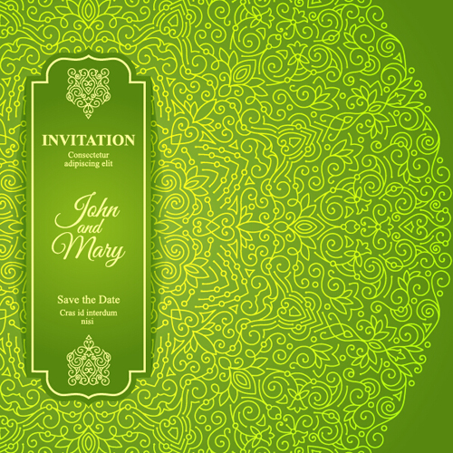 Ornate floral invitation card green styles vector 02 Ornate floral invitation card green styles vector 02