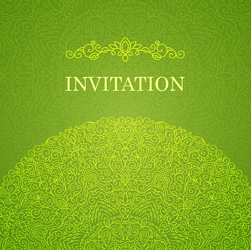 Ornate floral invitation card green styles vector 03 Ornate floral invitation card green styles vector 03
