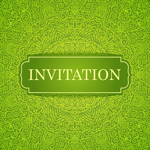 Ornate floral invitation card green styles vector 04 Ornate floral invitation card green styles vector 04