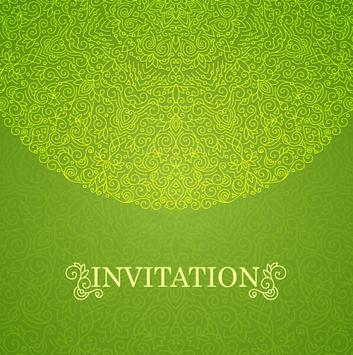 Ornate floral invitation card green styles vector 05 Ornate floral invitation card green styles vector 05