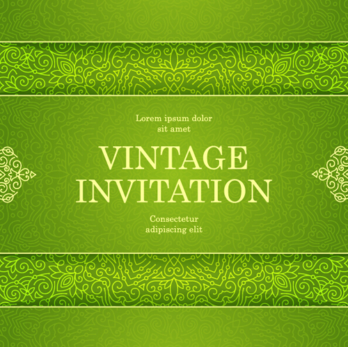 Ornate floral invitation card green styles vector 11 Ornate floral invitation card green styles vector 11